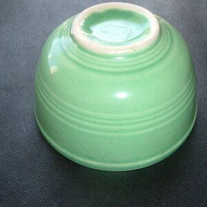 Vintage 1930's Green Sevilla USA 5" Pottery Bowl, Ringed Design